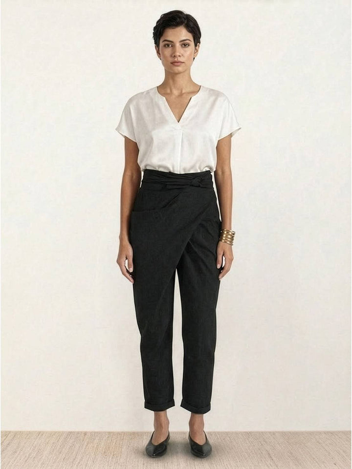 Dames Hoge Taille Wikkel Cropped Toelopende Broek