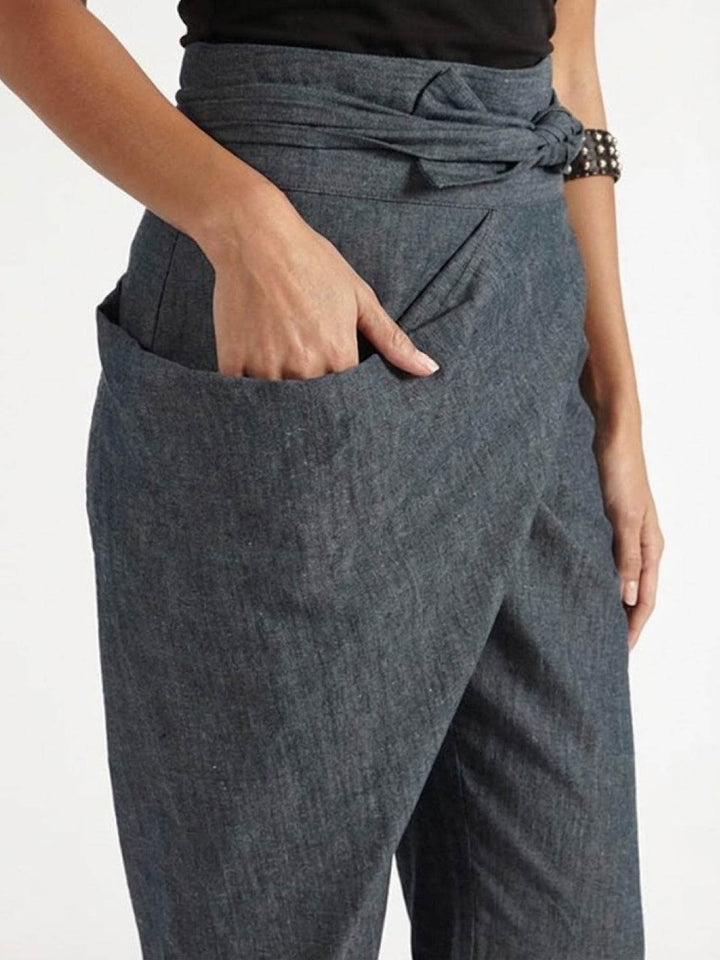 Dames Hoge Taille Wikkel Cropped Toelopende Broek