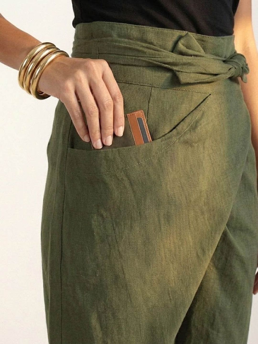 Dames Hoge Taille Wikkel Cropped Toelopende Broek