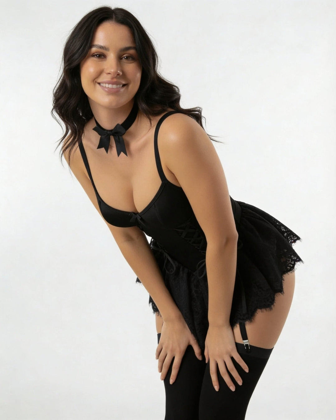 Dames Kanten Bustier Teddy met Jarretelbandjes
