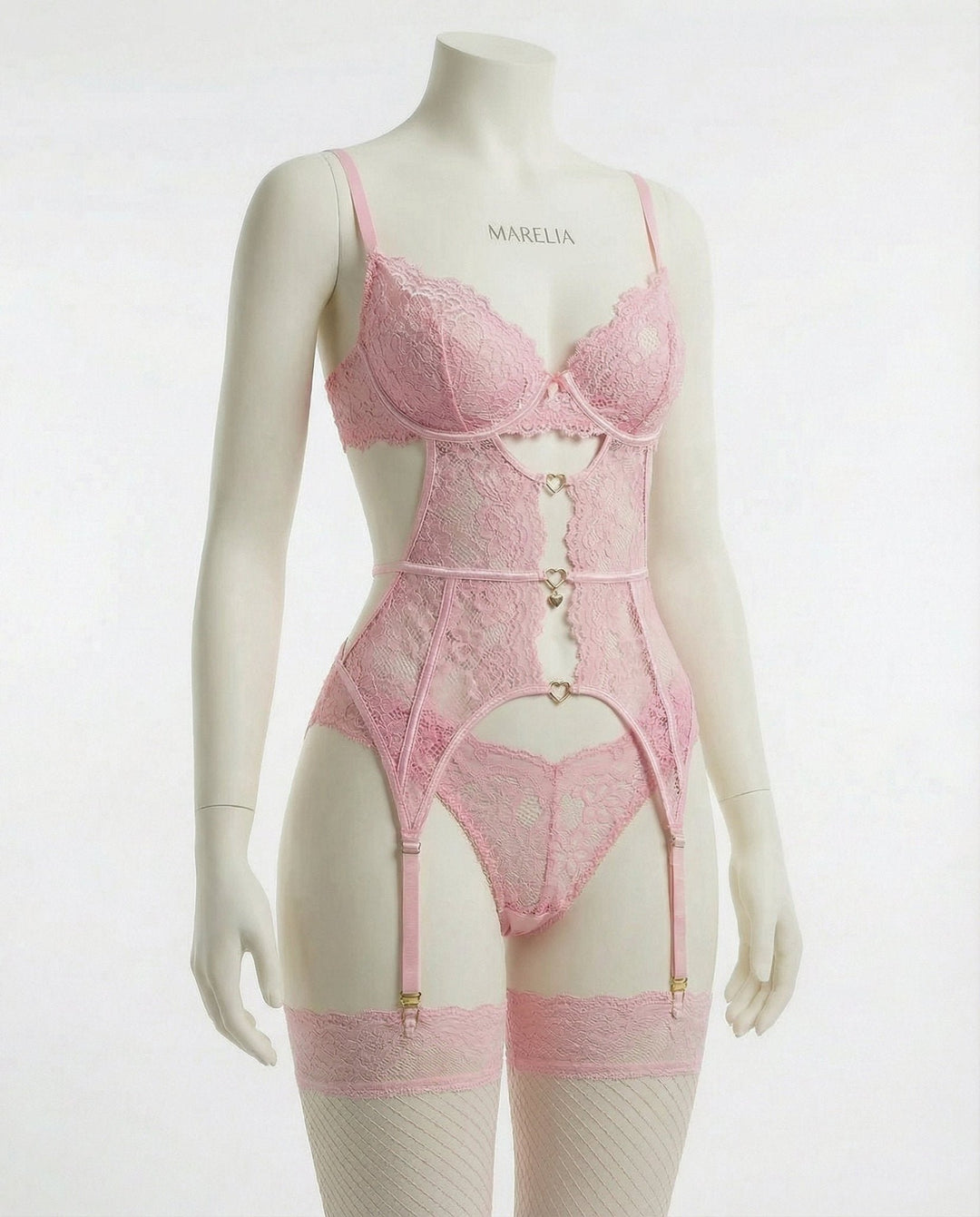 Dames Kanten Lingerie Set met Beugel BH Jarretellegordel Slip en Kousen