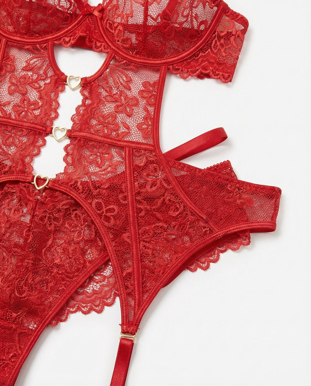 Dames Kanten Lingerie Set met Beugel BH Jarretellegordel Slip en Kousen
