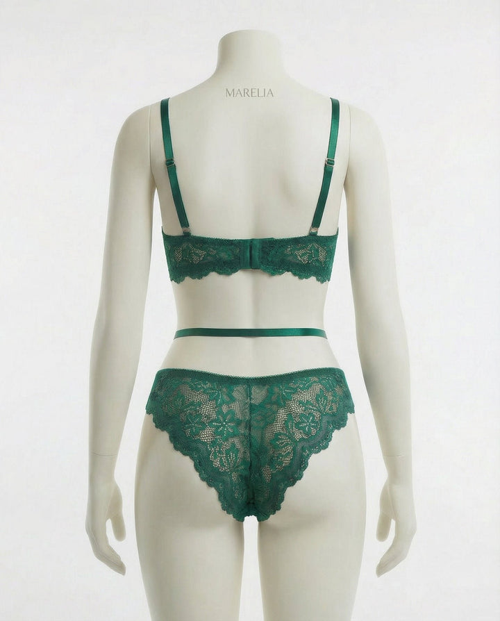 Dames Kanten Lingerie Set met Beugel BH Jarretellegordel Slip en Kousen