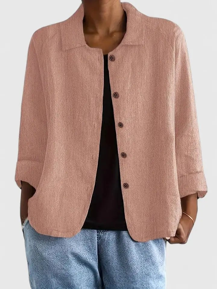 Dames Katoenen Lichtgewicht Knoop Blazer - Pink