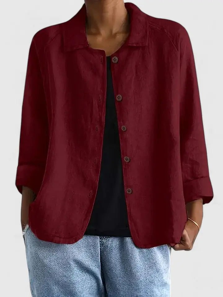 Dames Katoenen Lichtgewicht Knoop Blazer - Red