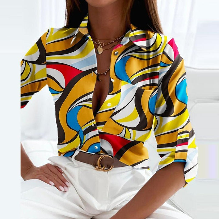 Dames Klassieke Kraag Polyester Blouse - Yellow