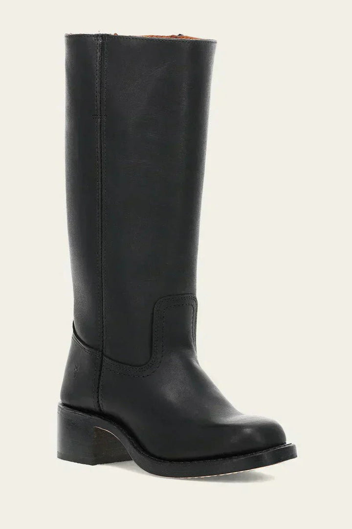 Dames Kniehoge Leren Slim-Fit Laarzen Gestructureerde Zool