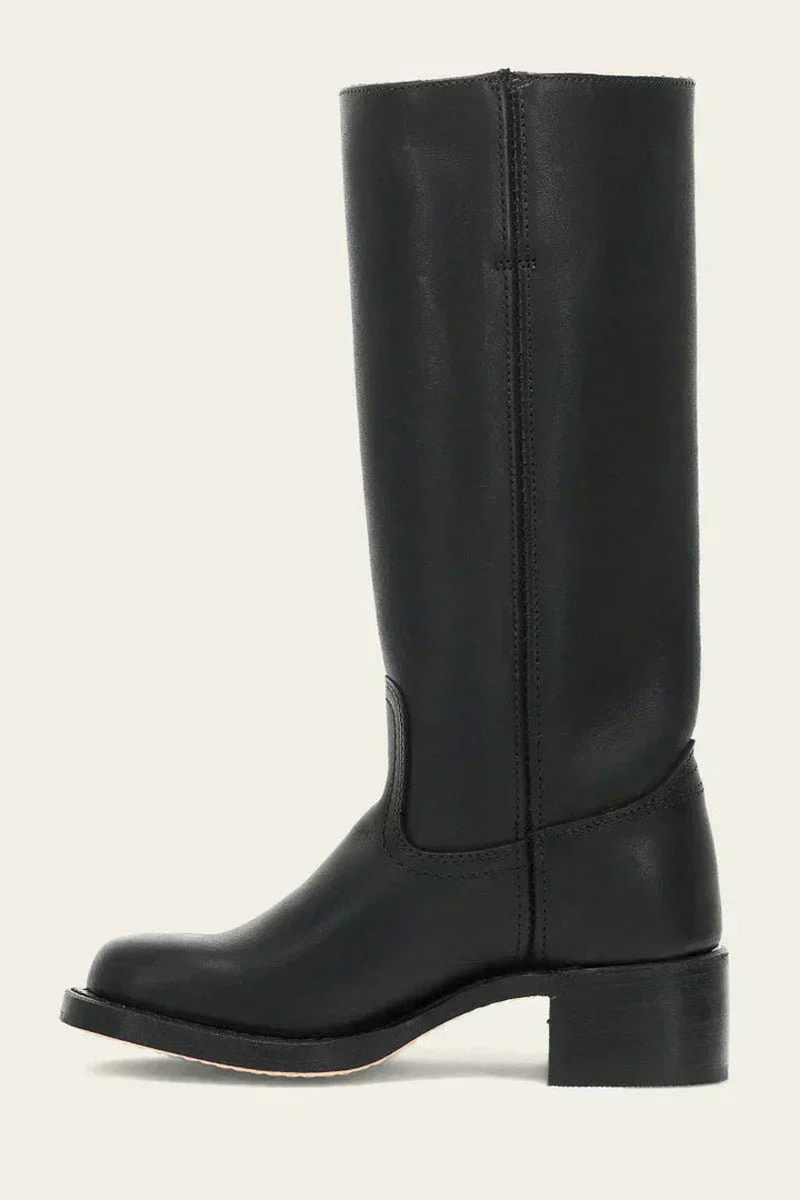 Dames Kniehoge Leren Slim-Fit Laarzen Gestructureerde Zool