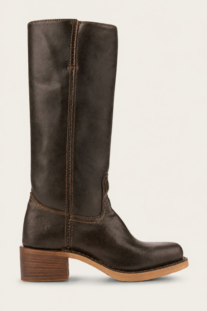 Dames Kniehoge Leren Slim-Fit Laarzen Gestructureerde Zool