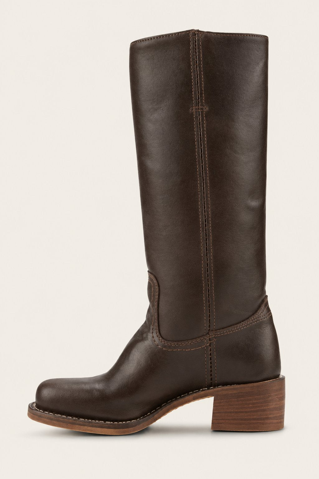 Dames Kniehoge Leren Slim-Fit Laarzen Gestructureerde Zool