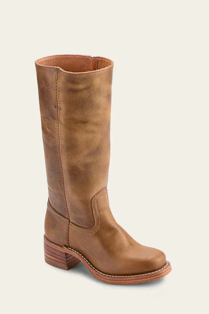 Dames Kniehoge Leren Slim-Fit Laarzen Gestructureerde Zool