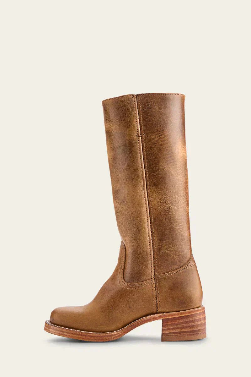 Dames Kniehoge Leren Slim-Fit Laarzen Gestructureerde Zool