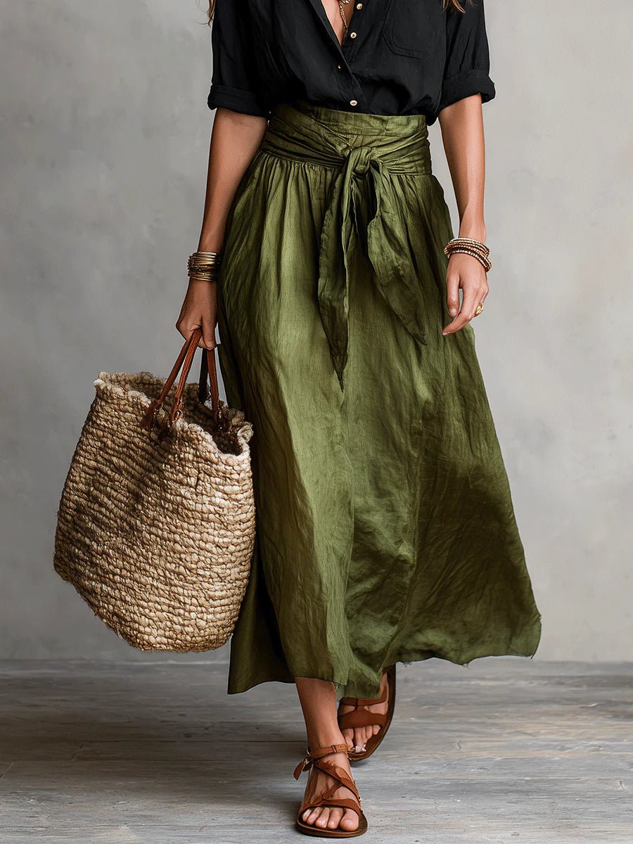 Dames Knoop Twee-Delige Set Hoge Taille Maxi