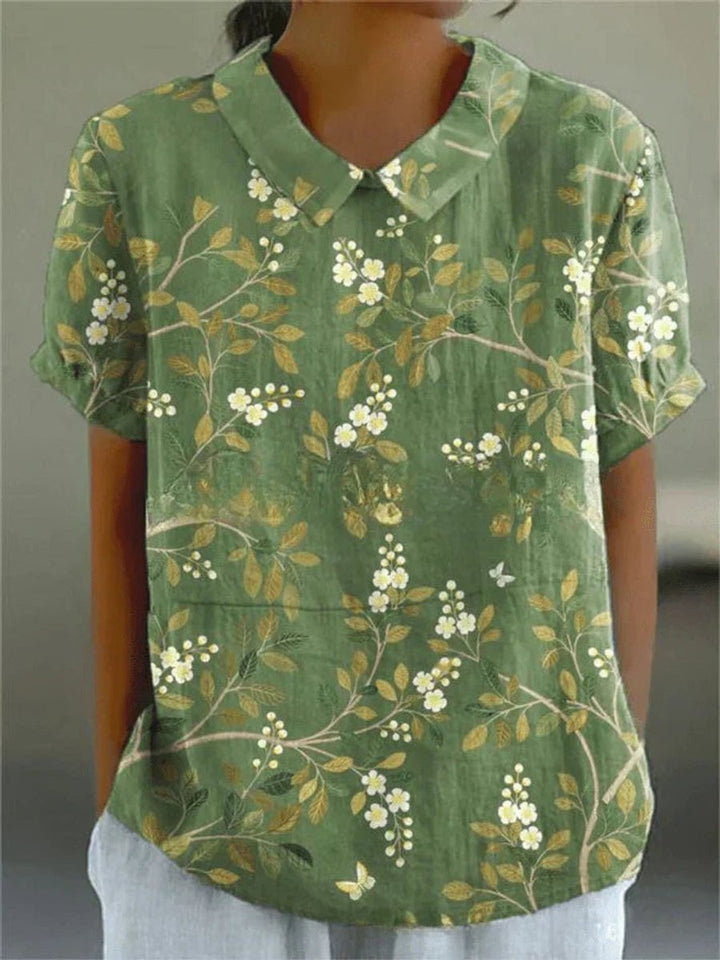 Dames Korte Mouw Bloemenprint Casual Blouse - Bloemenpatroon 8