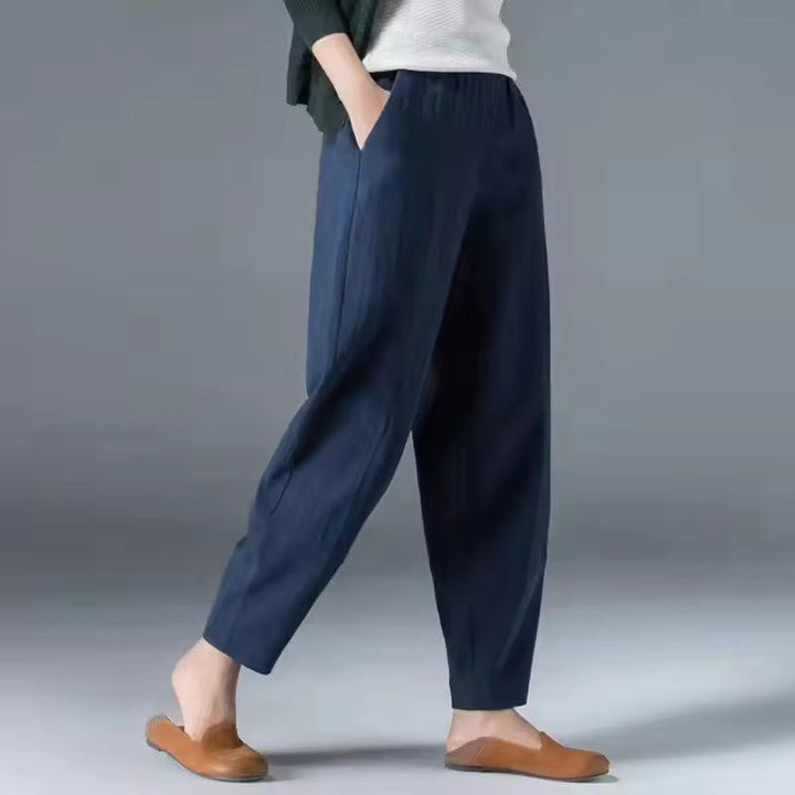 Dames Lichtgewicht Zomer Broek met Elastische Taille - Dark Blue