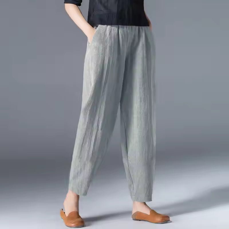 Dames Lichtgewicht Zomer Broek met Elastische Taille - Gray