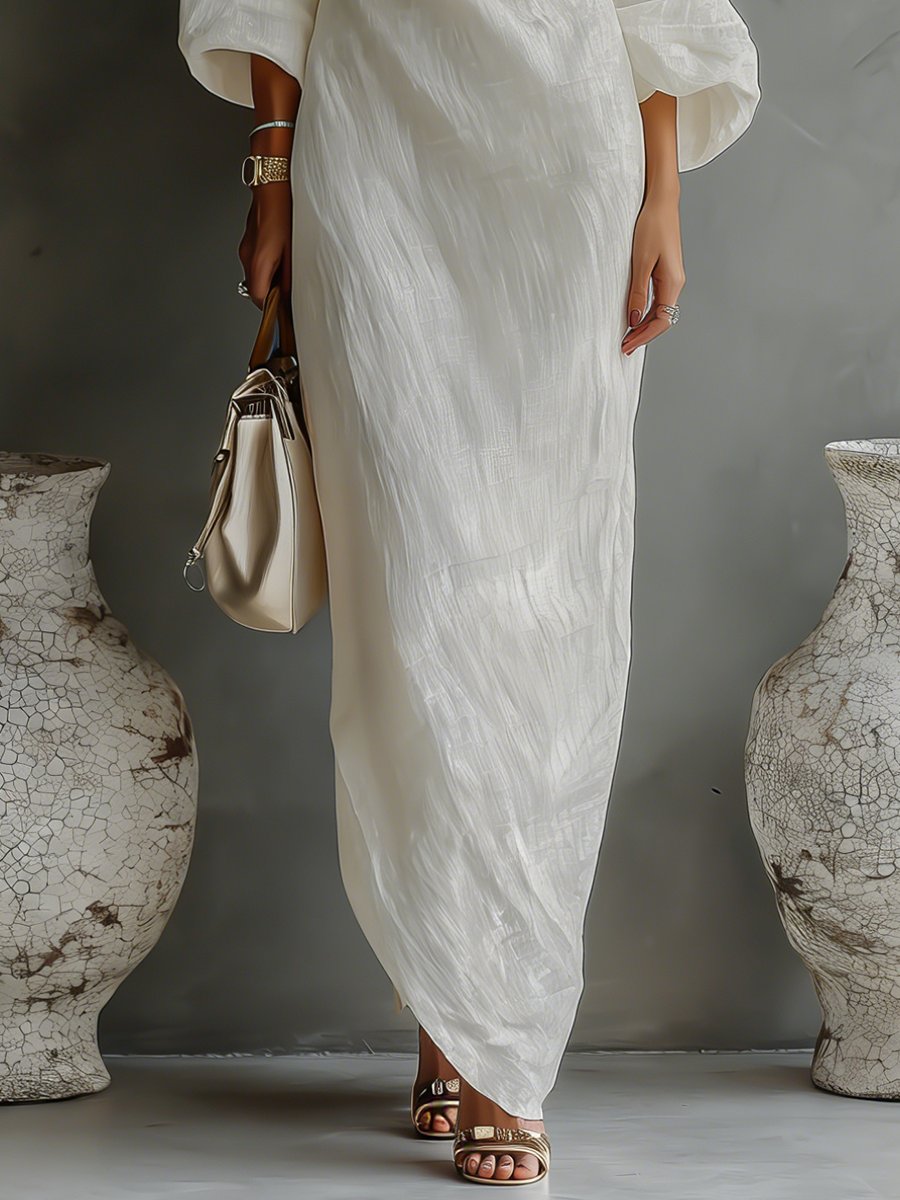 Dames Linnen One-Shoulder Maxi Jurk