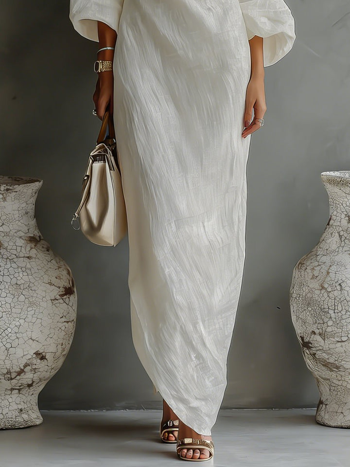 Dames Linnen One-Shoulder Maxi Jurk