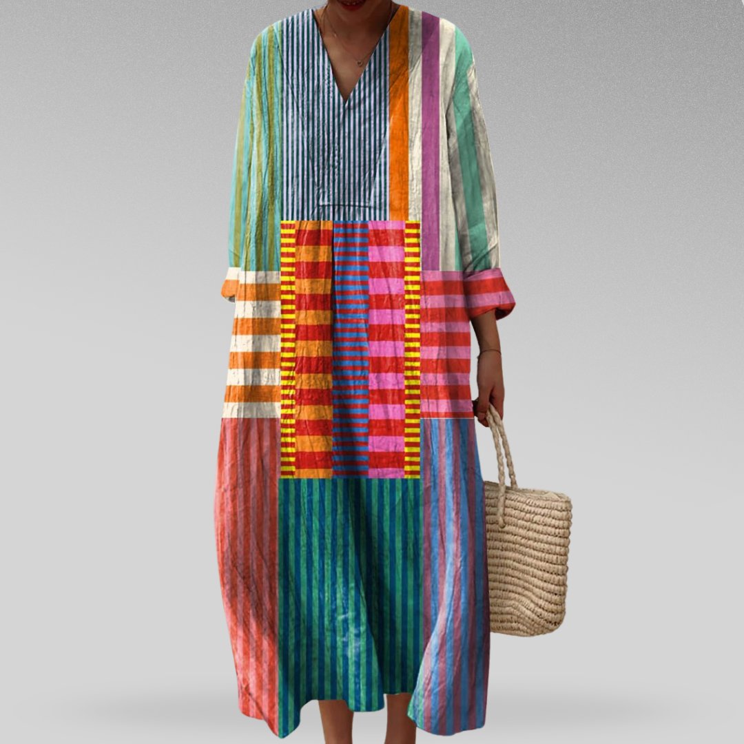 Dames Linnen Oversized V-hals Maxi Jurk