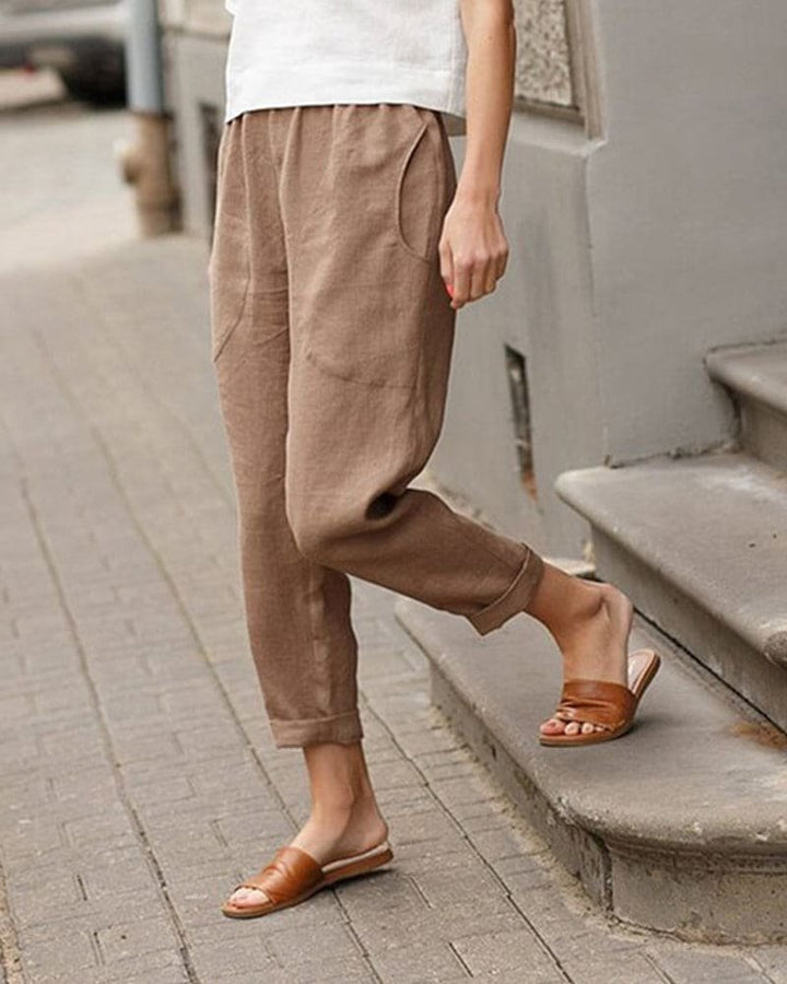 Dames Linnen Relaxed-Fit Harem Broek