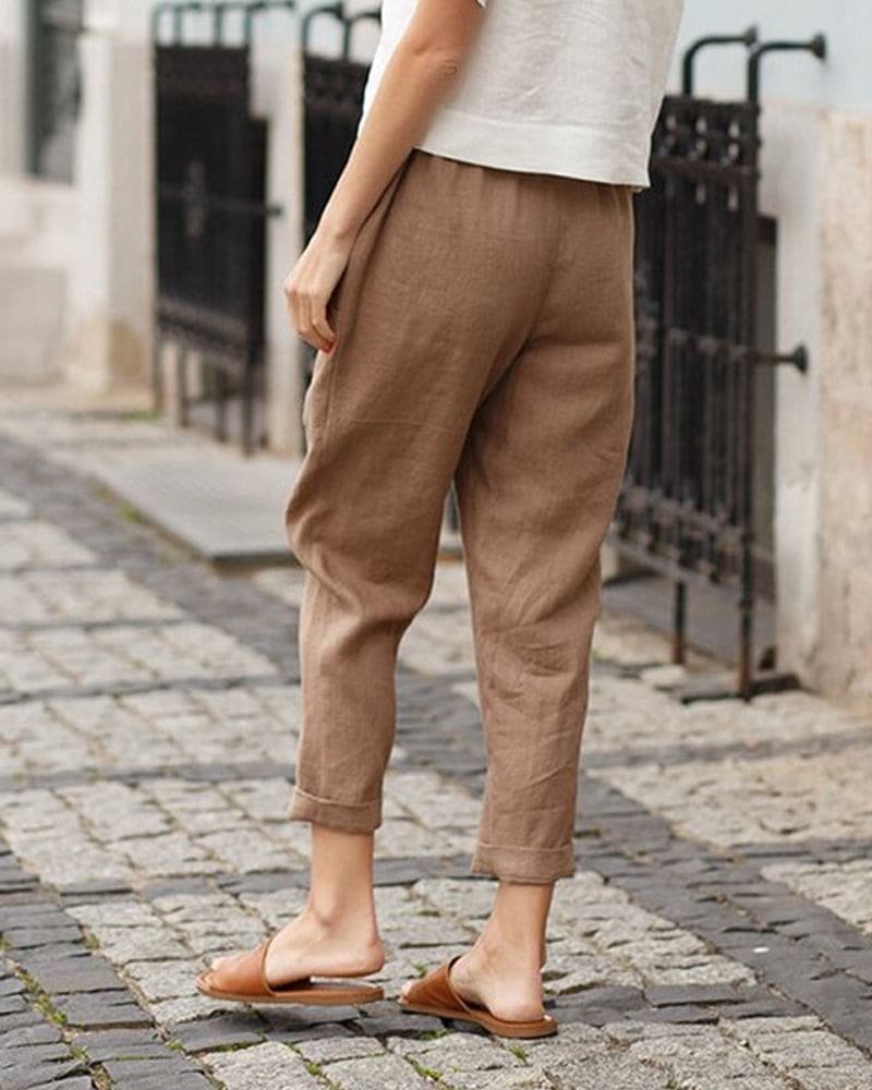 Dames Linnen Relaxed-Fit Harem Broek