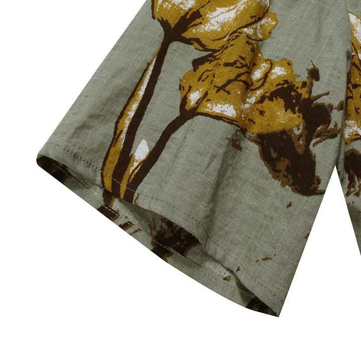 Dames Losvallende Bloemenprint Maxi-jurk Korte Mouwen