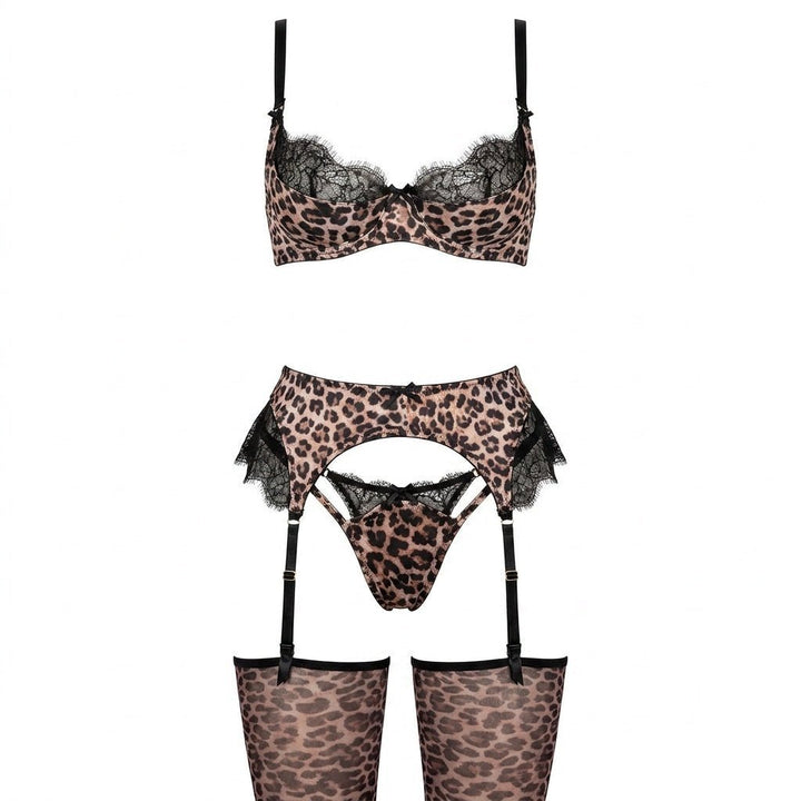 Dames Luipaardprint Kanten Lingerieset - Leopard