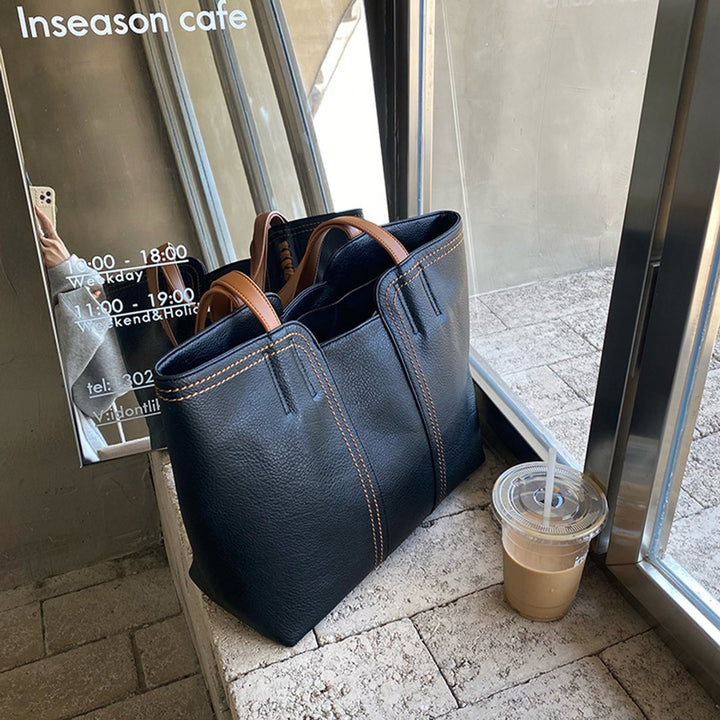 Dames Minimalistische Kunstleren Tote Bag Ruime Schoudertas
