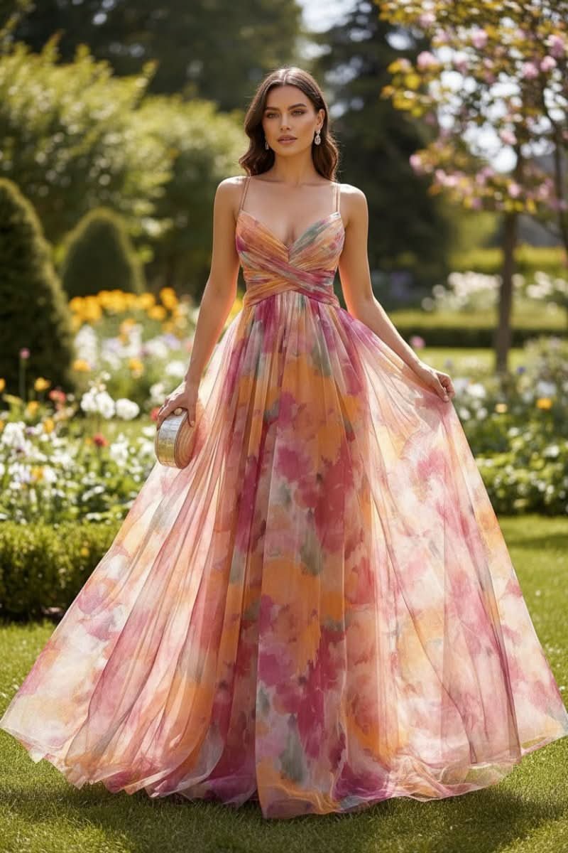 Dames Mouwloze Bloemenprint Maxi Cocktail Dress A-Lijn