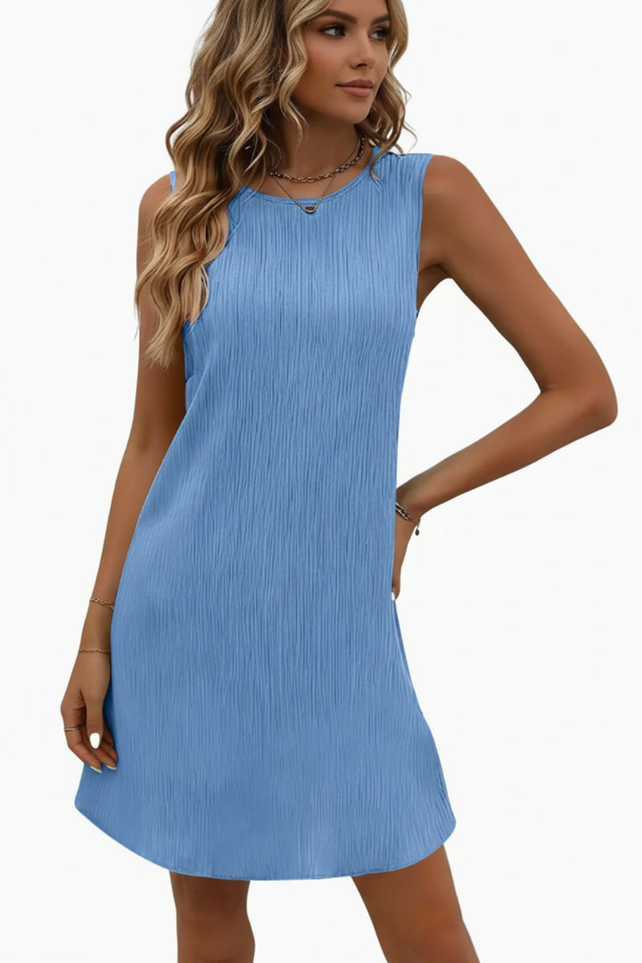 Dames Mouwloze Swing Avondjurk Korte Relaxed-Fit - Blue
