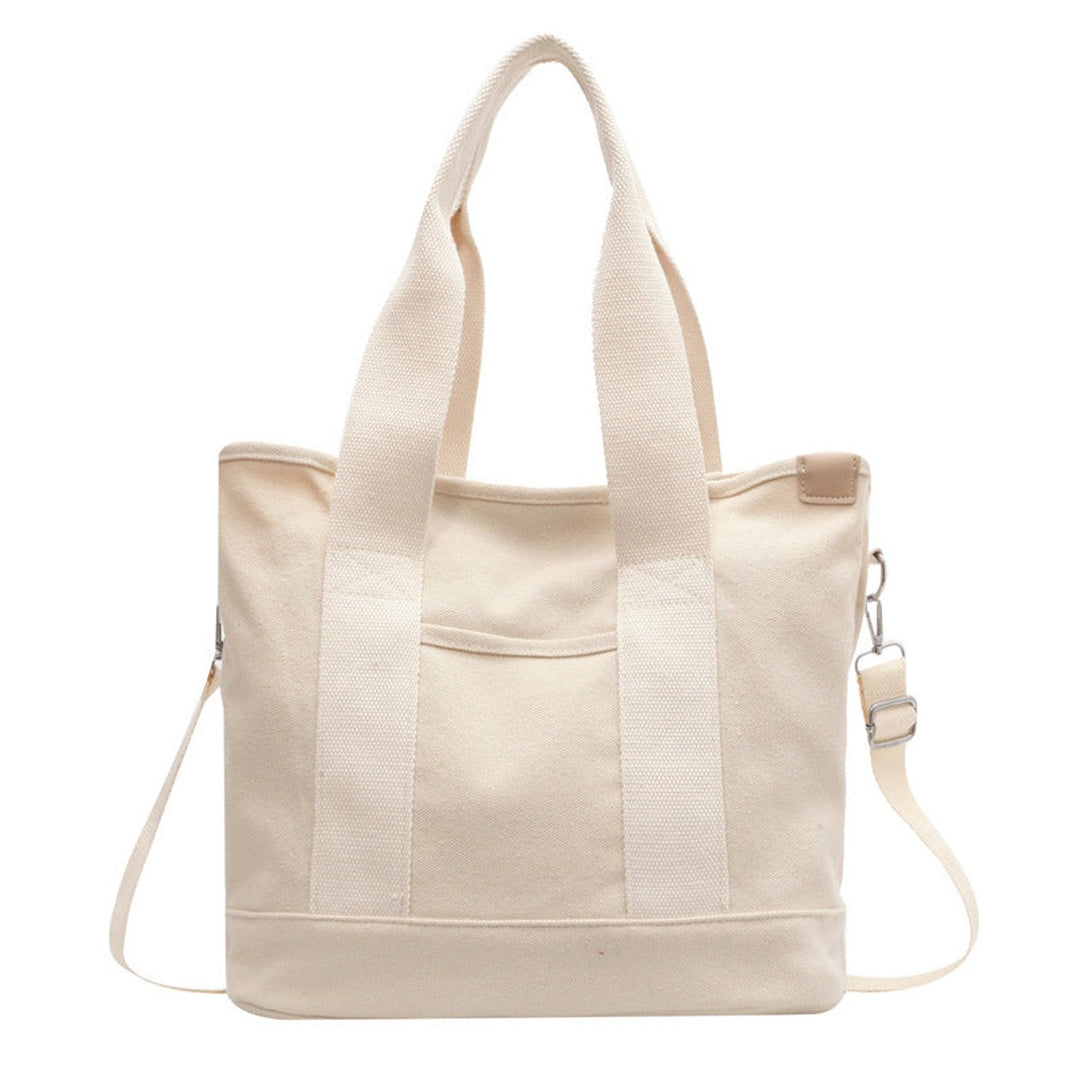 Dames Multifunctionele Canvas Tote Bag Verstelbare Schouderriem - Weiß