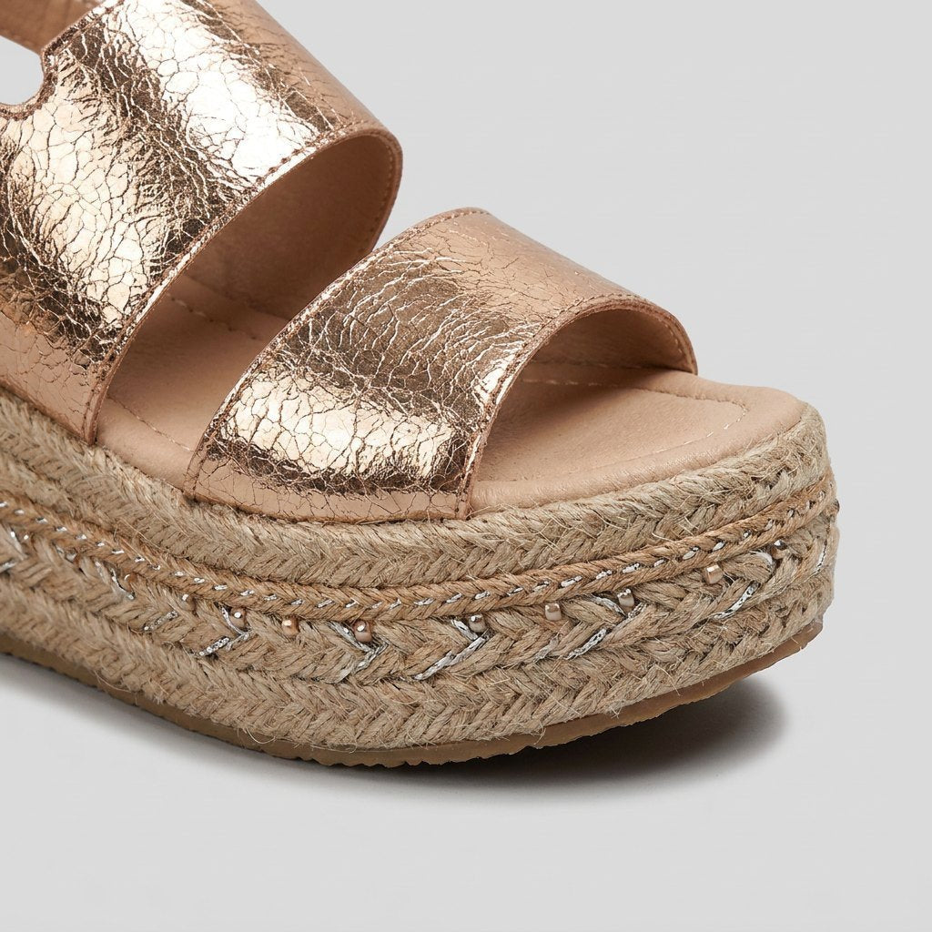Dames Open-Teen Metallic Plateausandalen Verstelbare Enkelband