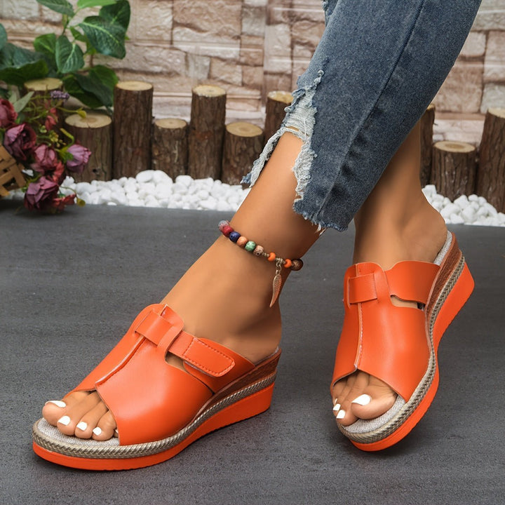 Dames Open-Teen Sleehak Klittenband Comfortabele Sandalen - Orange