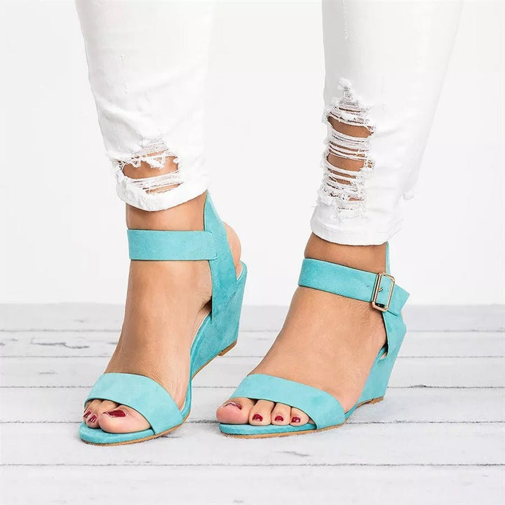 Dames Open-Teen Sleehak Sandalen Enkelbandje Gespsluiting - Sky Blue