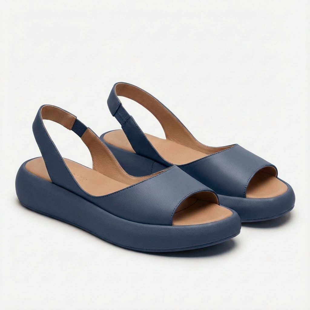 Dames Open-Teen Slingback Sleehak Sandalen - Azul