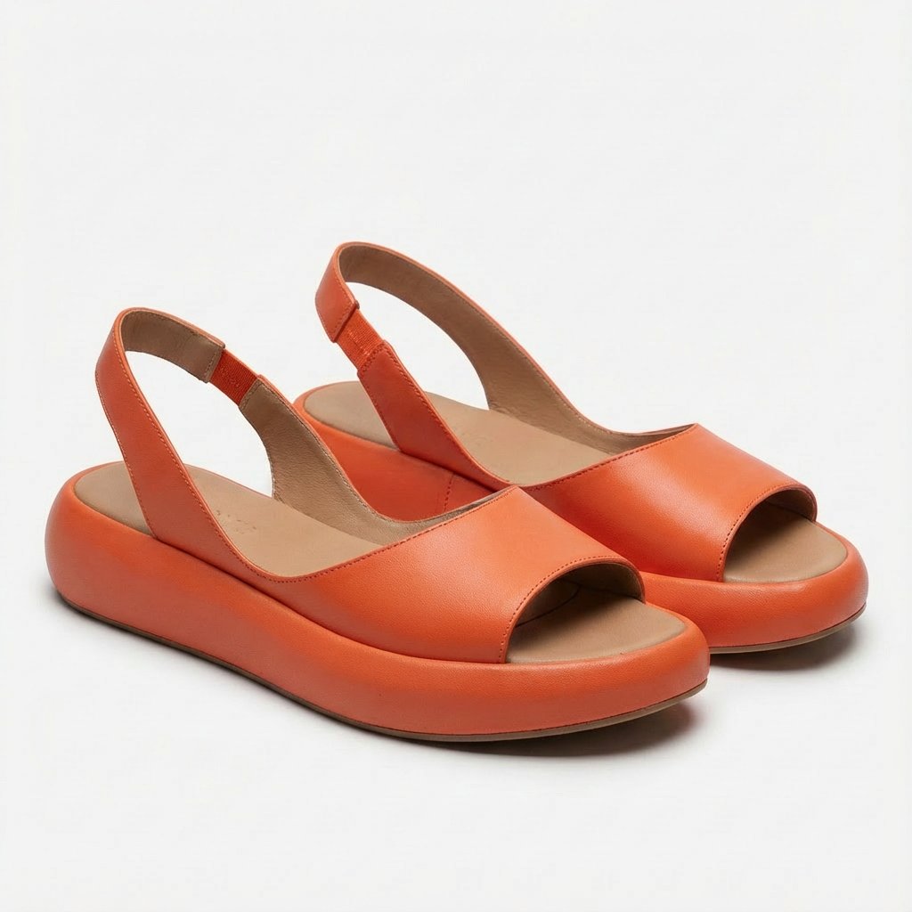 Dames Open-Teen Slingback Sleehak Sandalen - Naranja
