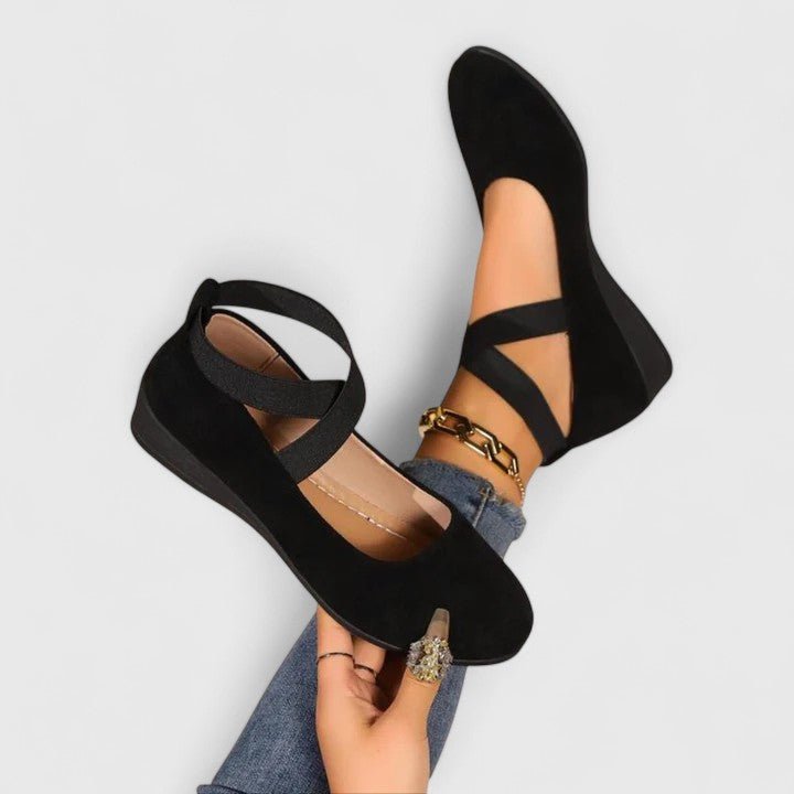 Dames Orthopedische Elastische Instap Ballerina's - Black