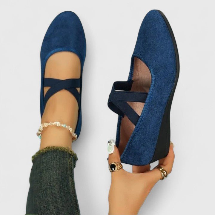 Dames Orthopedische Elastische Instap Ballerina's - Blue