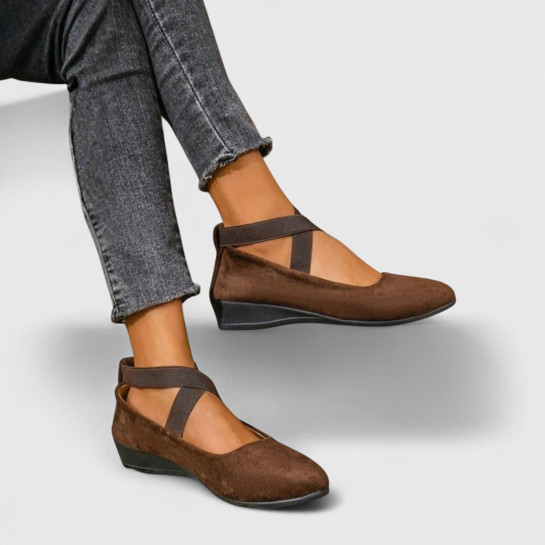 Dames Orthopedische Elastische Instap Ballerina's - Brown