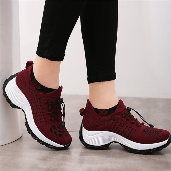 Dames Orthopedische Gedempt Vetersluiting Platform Sneakers