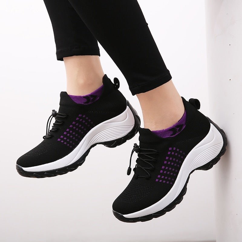 Dames Orthopedische Gedempt Vetersluiting Platform Sneakers