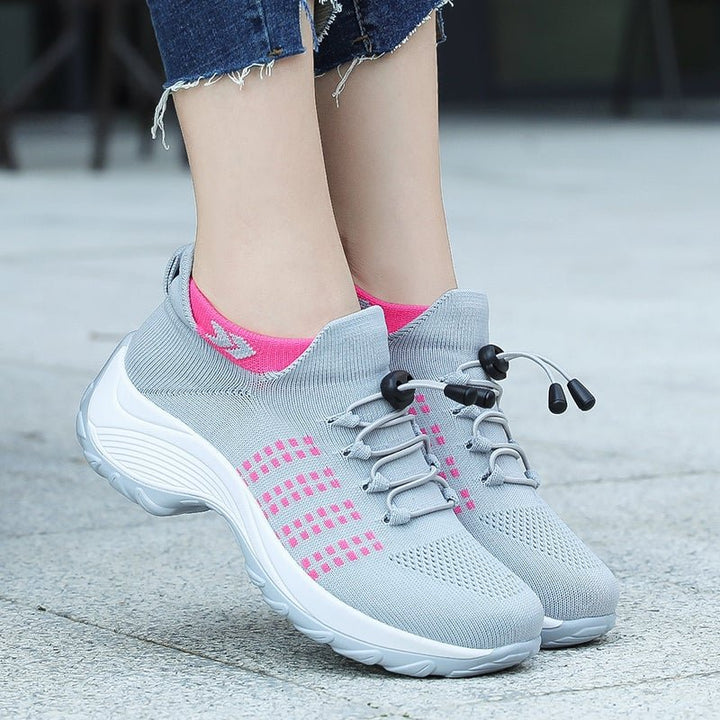 Dames Orthopedische Gedempt Vetersluiting Platform Sneakers