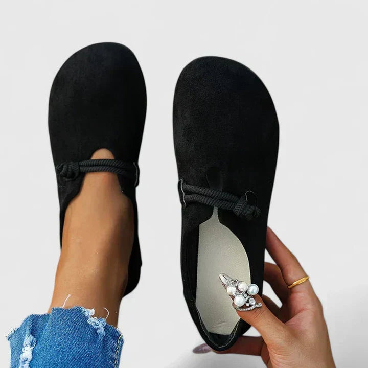 Dames Orthopedische Instappers Touwdetail Platte Zool - Zwart