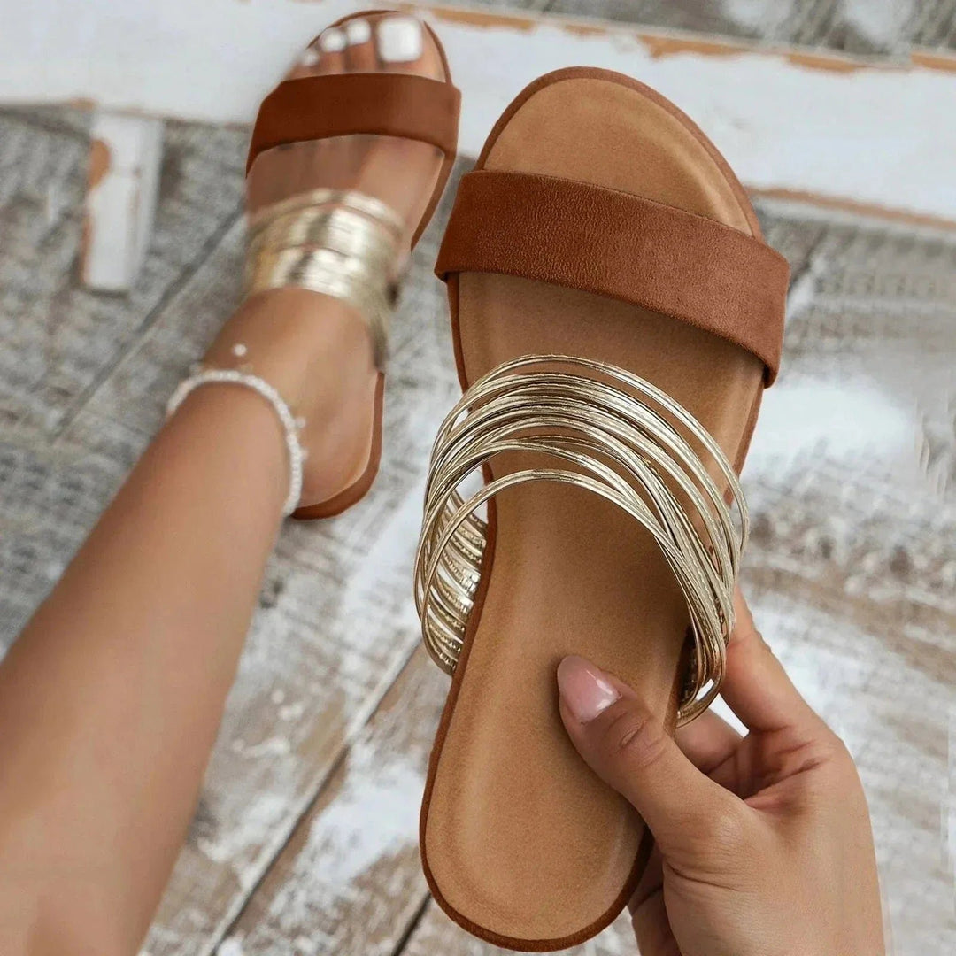 Dames Orthopedische Memory-Foam Instap Sandalen - Chestnut Brown