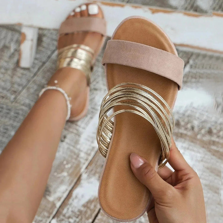Dames Orthopedische Memory-Foam Instap Sandalen - Khaki