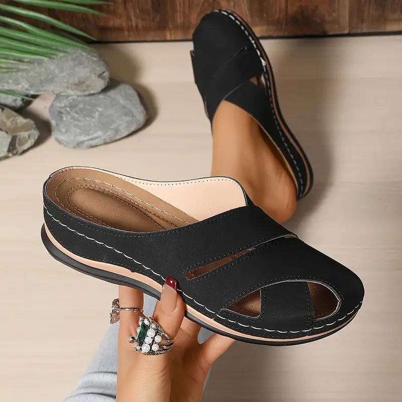 Dames Orthopedische Memory-Foam Instapsandalen - Black