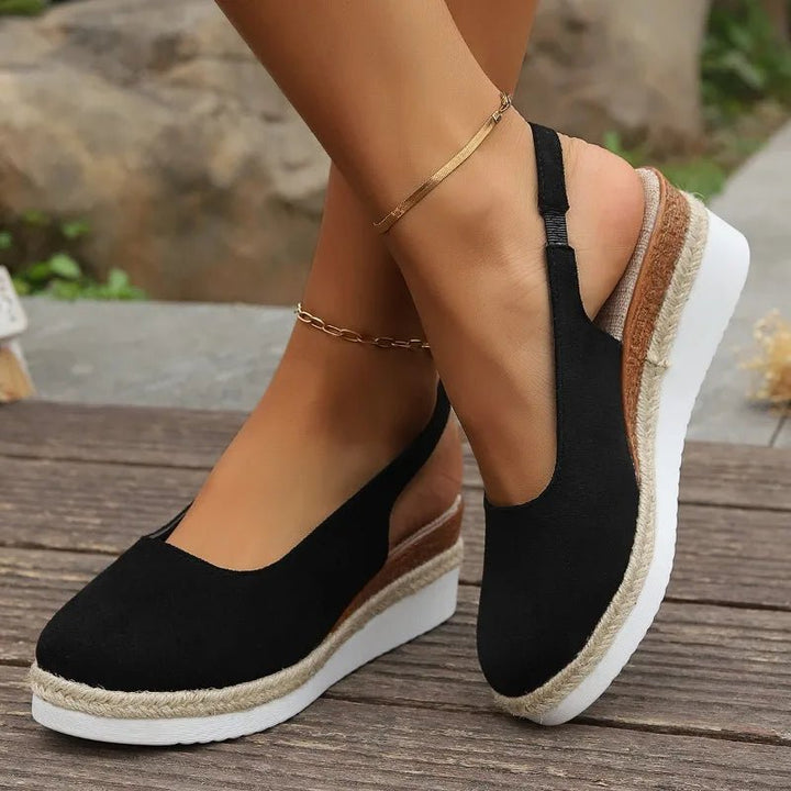 Dames Orthopedische Plateau Slip-On Sandalen - Black