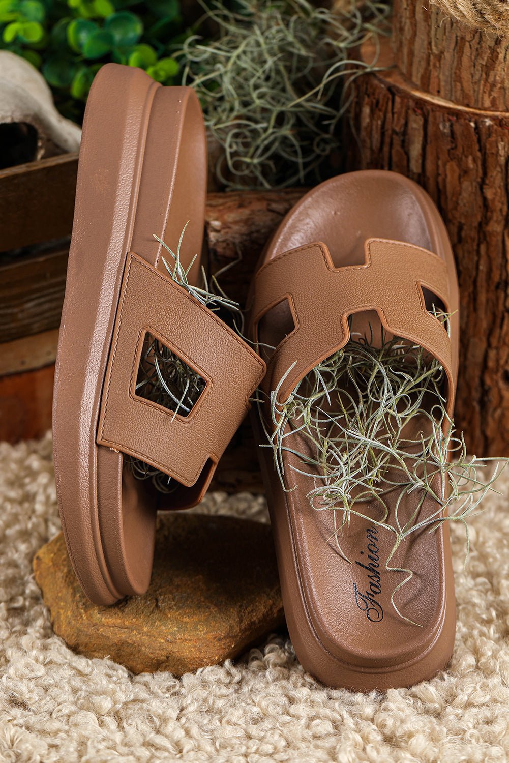 Dames Orthopedische Platform Slippers met Cut-Out Design