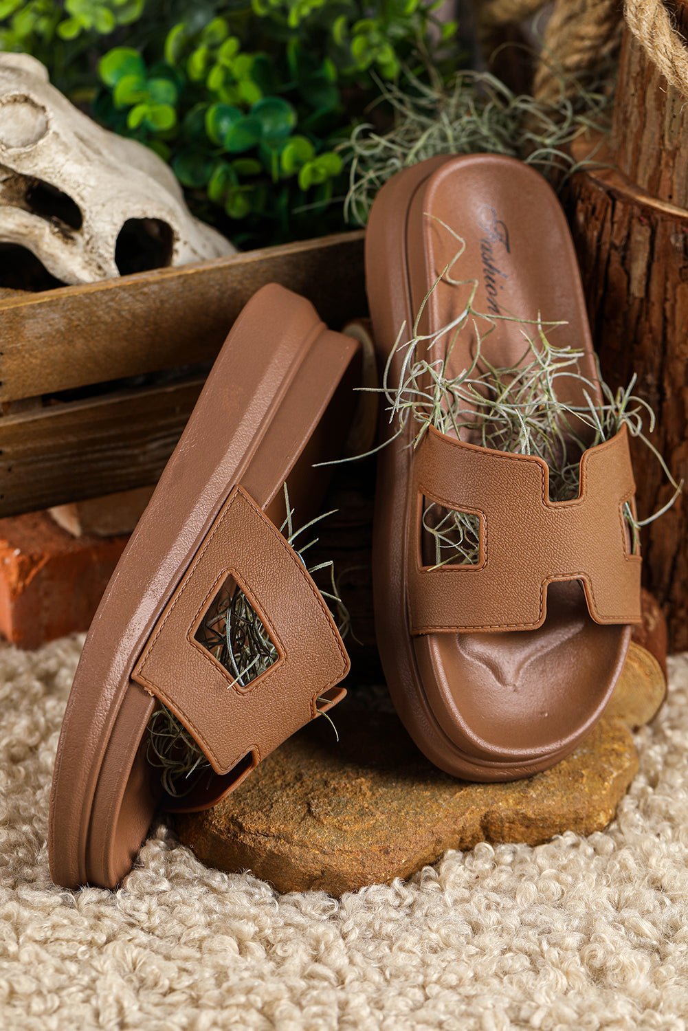 Dames Orthopedische Platform Slippers met Cut-Out Design