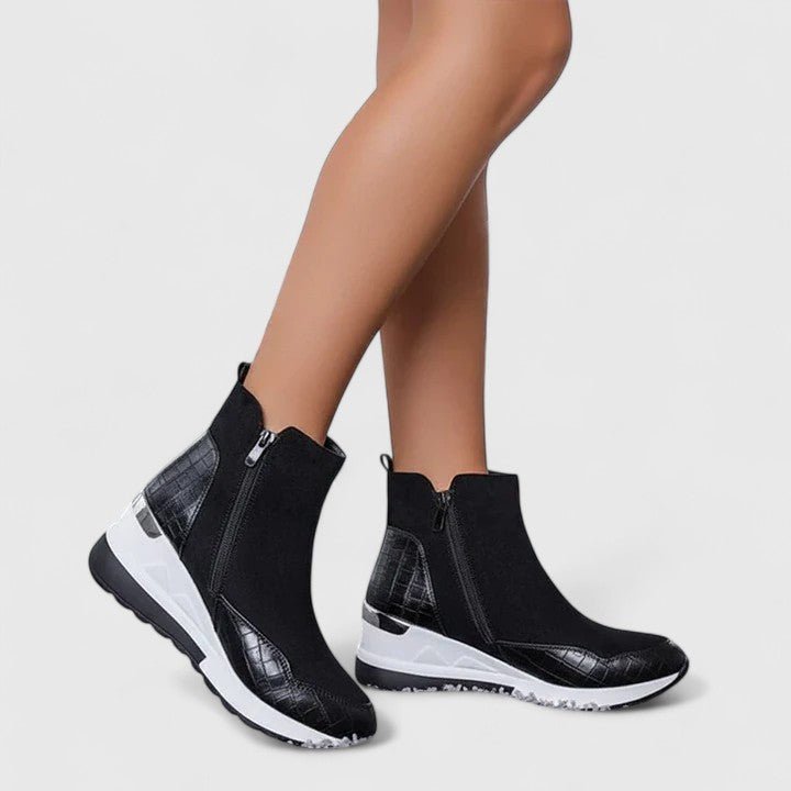 Dames Orthopedische Sleehak Enkellaarsjes Ritsluiting - Black